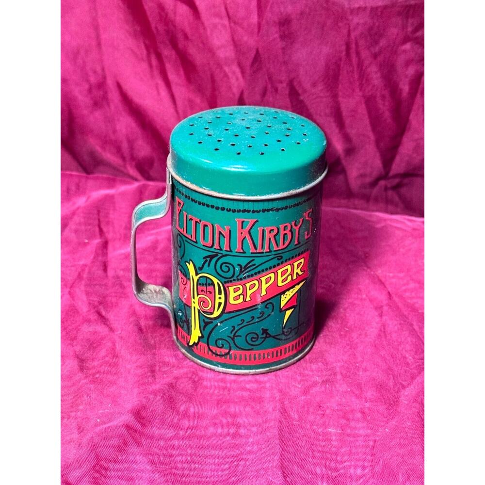 Vintage Elton Kirby’s Aluminum Pepper Shaker w/Handle Green Red Norpro 1970s